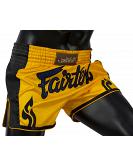 Fairtex BS1701 muay thai shorts Yellow Satin 2