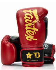 Fairtex X Booster BGVB2 leather boxing gloves in red/black/gold