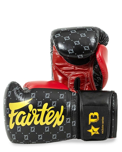 Fairtex X Booster leather boxing gloves Star in black/red